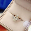 Women's Copper Metal Shining Water Drop Pearshaped Zircon Ring With Geometric Design