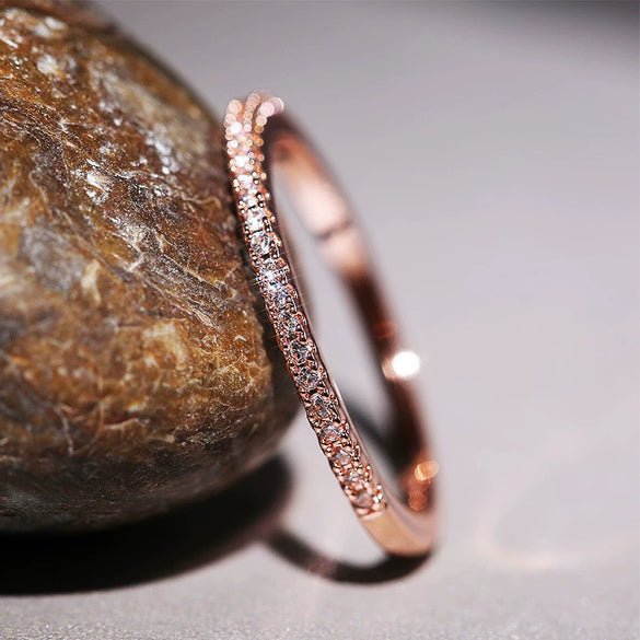 Women's Copper Microinlaid Zircon Geometric Ring