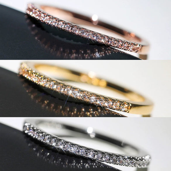 Women's Copper Microinlaid Zircon Geometric Ring