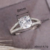 Women's Copper Microinlaid Zircon Square Geometric Fashion Engagement Ring Jewelry