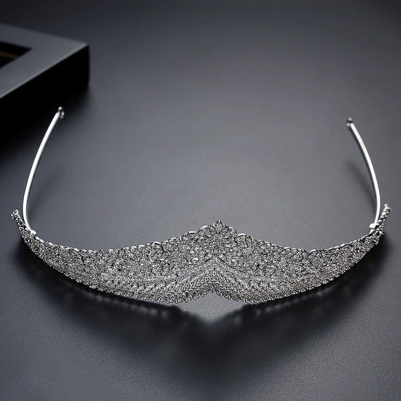 Women's Copper Microset Zircon Bridal Crown Headpiece Elegant Princess Style Hair Accessory