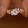 Women's Copper Moissanite Ring With Flower Pattern And Diamond Treatment