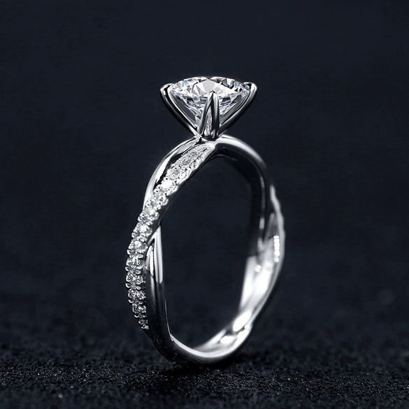 Women's Copper Moissanite Ring With Geometric Design And Zircon Treatment