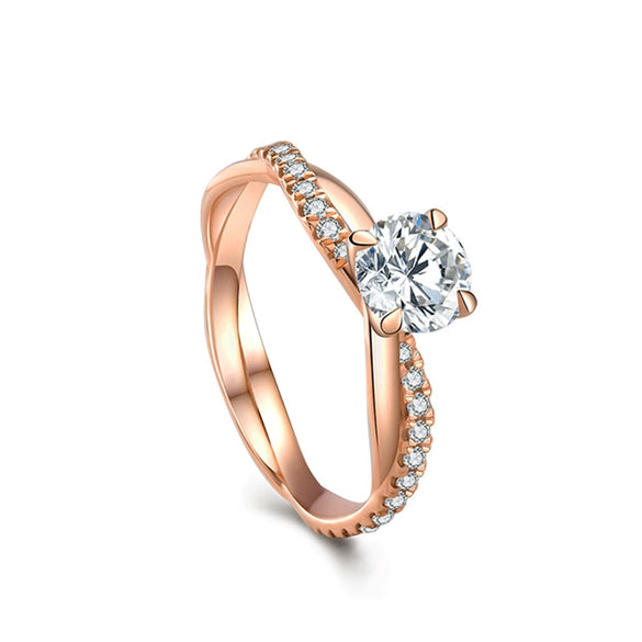 Women's Copper Moissanite Ring With Geometric Design And Zircon Treatment