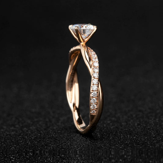 Women's Copper Moissanite Ring With Geometric Design And Zircon Treatment