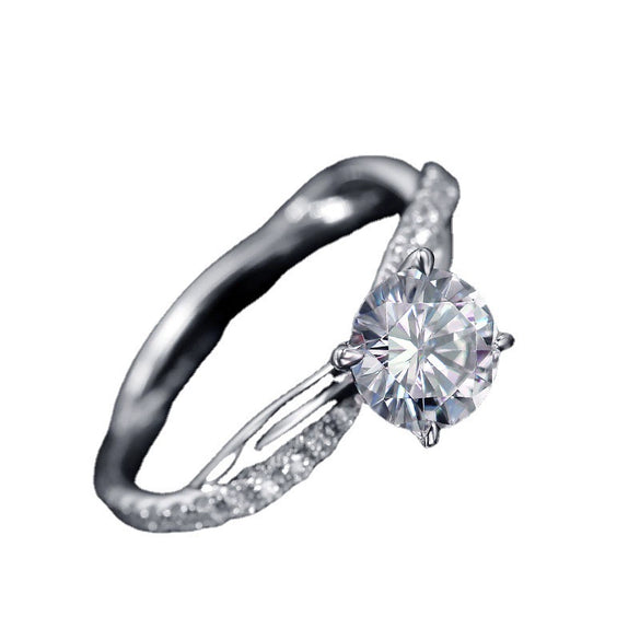 Women's Copper Moissanite Ring With Geometric Design And Zircon Treatment