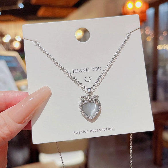 Women's Copper Moonstone Teardrop Star Pendant Necklace With Electroplating And Minimalist Style