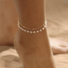 Women's Copper Multi Layer Pearl Anklet With Geometric Heart Pendant Simple Fashion Foot Jewelry