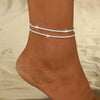 Women's Copper Multi Layer Pearl Anklet With Geometric Heart Pendant Simple Fashion Foot Jewelry