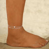 Women's Copper Multi Layer Pearl Anklet With Geometric Heart Pendant Simple Fashion Foot Jewelry