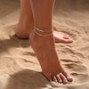 Women's Copper Multi Layer Pearl Anklet With Geometric Heart Pendant Simple Fashion Foot Jewelry