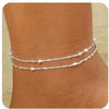 Women's Copper Multi Layer Pearl Anklet With Geometric Heart Pendant Simple Fashion Foot Jewelry