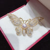 Women's Copper Natural Freshwater Pearl Butterfly Brooch With Micro Inlay Simple Style Fine Jewelry