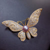 Women's Copper Natural Freshwater Pearl Butterfly Brooch With Micro Inlay Simple Style Fine Jewelry