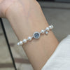 Women's Copper Natural Style Handmade Round Zircon Aquamarine Shijia Pearl Bracelet