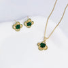 Women's Copper Necklace With Flower Shaped Mixed Gemstone Pendant And O Word Chain Electroplating Design Simple Style