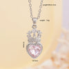 Women's Copper Necklace With Heart Shape Mixed Gemstone Inlay Pendant And O Chain Electroplated Design