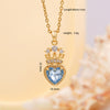 Women's Copper Necklace With Heart Shape Mixed Gemstone Inlay Pendant And O Chain Electroplated Design