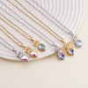 Women's Copper Necklace With Heart Shape Mixed Gemstone Inlay Pendant And O Chain Electroplated Design