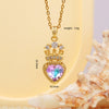 Women's Copper Necklace With Heart Shape Mixed Gemstone Inlay Pendant And O Chain Electroplated Design