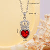 Women's Copper Necklace With Heart Shape Mixed Gemstone Inlay Pendant And O Chain Electroplated Design