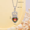 Women's Copper Necklace With Heart Shape Mixed Gemstone Inlay Pendant And O Chain Electroplated Design