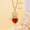 Women's Copper Necklace With Heart Shape Mixed Gemstone Inlay Pendant And O Chain Electroplated Design