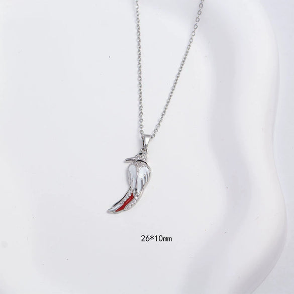 Women's Copper Necklace With Hummingbird Shape Animal Pattern Electroplating Process Mixed Gemstone Setting Pendant And O Word Chain