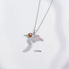 Women's Copper Necklace With Hummingbird Shape Animal Pattern Electroplating Process Mixed Gemstone Setting Pendant And O Word Chain