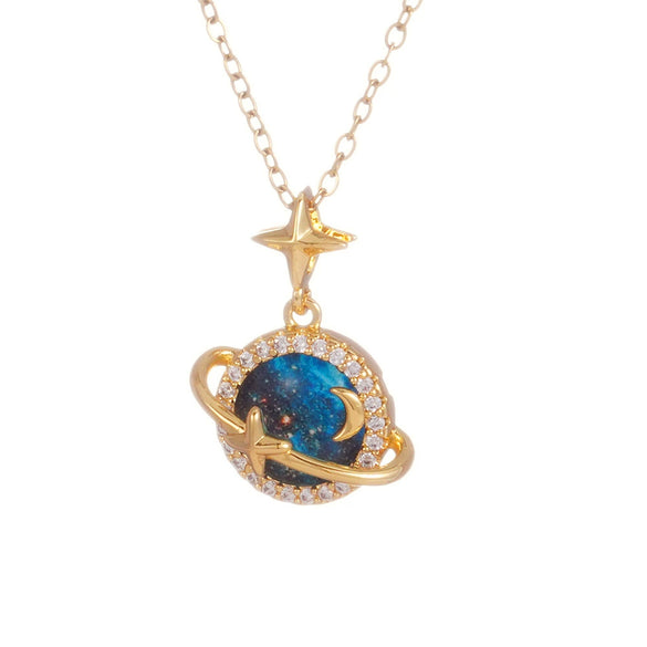 Women's Copper Necklace With Mixed Gemstone Setting Star Pendant Electroplating Light Luxury Design