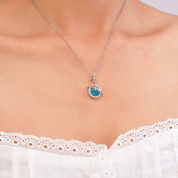 Women's Copper Necklace With Mixed Gemstone Setting Star Pendant Electroplating Light Luxury Design