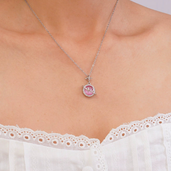 Women's Copper Necklace With Mixed Gemstone Setting Star Pendant Electroplating Light Luxury Design