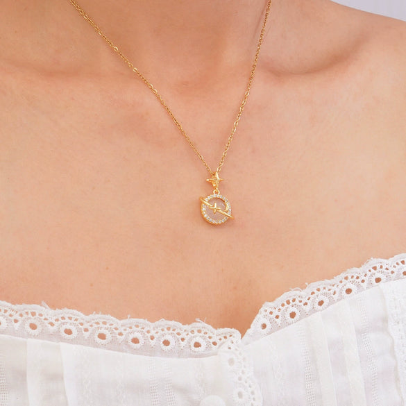 Women's Copper Necklace With Mixed Gemstone Setting Star Pendant Electroplating Light Luxury Design