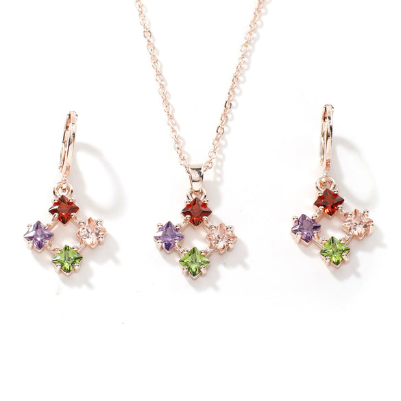 Women's Copper O Chain Necklace With Zircon Inlay Pendant Fashion Natural Style Jewelry Set