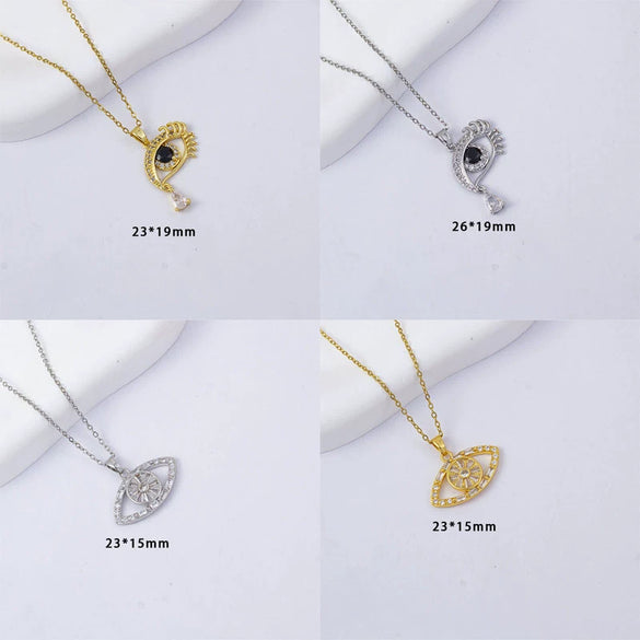 Women's Copper O Word Chain Necklace With Evil Eye Pendant And Electroplating Design