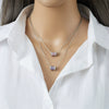 Women's Copper Ochain Mixed Gem Inlay Geometric Pendant Necklace With Electroplating