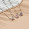 Women's Copper Ochain Mixed Gem Inlay Geometric Pendant Necklace With Electroplating