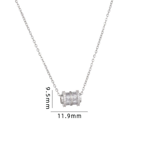 Women's Copper Ochain Mixed Gem Inlay Geometric Pendant Necklace With Electroplating