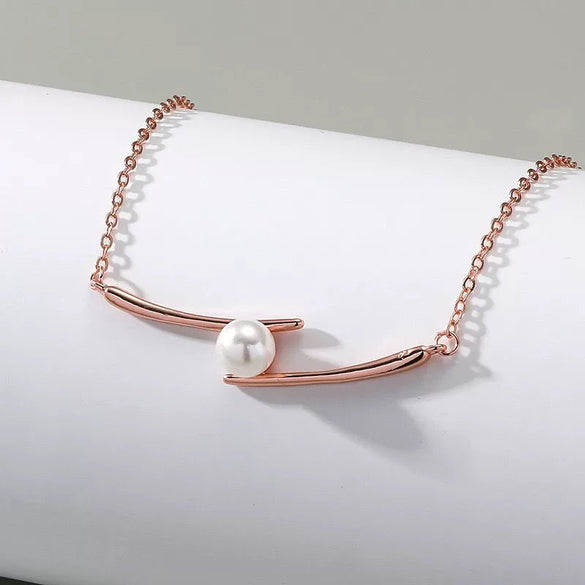 Women's Copper Ochain Necklace With Geometric Design And Microinlay