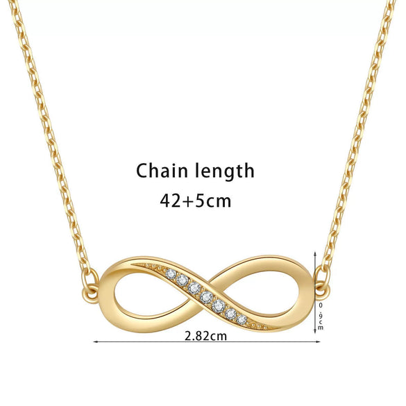 Women's Copper Ochain Necklace With Infinite Cycle Symbol Microinlaid Zircon And Plated 14K