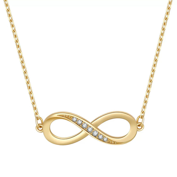 Women's Copper Ochain Necklace With Infinite Cycle Symbol Microinlaid Zircon And Plated 14K