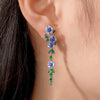 Women's Copper Oil Drop Handpainted Flower Zircon Earrings