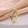 Women's Copper Open Ring With Flower Pattern Electroplated With Real Gold