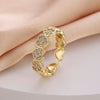Women's Copper Open Ring With Flower Pattern Electroplated With Real Gold