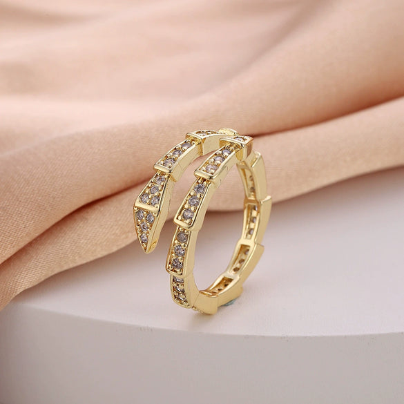 Women's Copper Open Ring With Flower Pattern Electroplated With Real Gold
