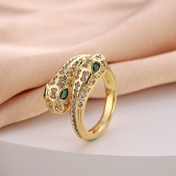 Women's Copper Open Ring With Flower Pattern Electroplated With Real Gold