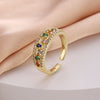 Women's Copper Open Ring With Flower Pattern Electroplated With Real Gold