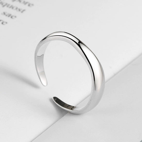 Women's Copper Open Ring With Geometric Wave Pattern Silver And Gold Plated In Normcore And Minimalist Style