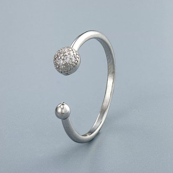 Women's Copper Open Ring With Round Dropshaped Beads And Electroplated Retro Fashion Design