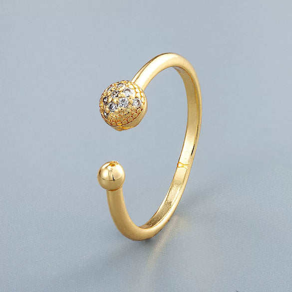 Women's Copper Open Ring With Round Dropshaped Beads And Electroplated Retro Fashion Design